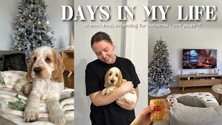 VLOG home sweet home 🏡 picking up our new puppy  tk maxx haul  decorating for Christmas 🎄 [upl. by Siocnarf]