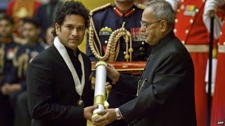 President Mukherjee presents Bharat Ratna to Shri Sachin Tendulkar and Prof C N R Rao [upl. by Storer]