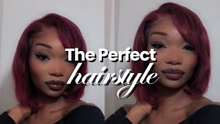 Fine Wine Natural Burgundy Wig  Amazon Bob Wig Review [upl. by Celeste]