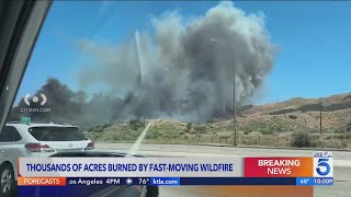 Massive brush fire near 5 Freeway in Gorman forces evacuations [upl. by Frants]