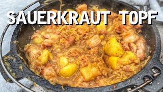 LECKER Kassler Sauerkraut EINTOPF aus dem DUTCH OVEN  deutsches BBQVideo  0815BBQ [upl. by Rodenhouse213]