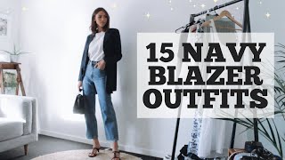 15 Navy Blazer Outfit Ideas  How to wear a navy blazer [upl. by Zetneuq]