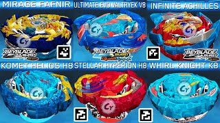 ALL UPDATE QR CODES INFINITE ACHILLES PRO SERIES MIRAGE FAFNIR ULTIMATE VALTRYEK V8 BEYBLADE BURST [upl. by Ahsinyt173]