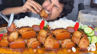 RECIPE amp MUKBANG VERY SPICY PORK FRY CURRY WITH WHITE RICE amp KING CHILLI  PORK EATING ASMR MUKBANG [upl. by Aztinaj]