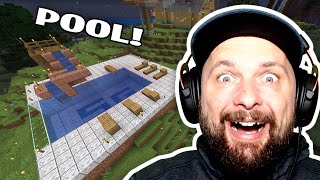 I MADE LIT SWIMMING POOL AND WATERSLIDE WITH SIMASGAMER in MINECRAFT Part 24 [upl. by Yhtuv]