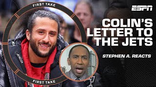 Colin Kaepernick wrote a letter to the Jets GM asking to join the practice squad  First Take [upl. by Magdalene]