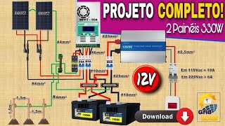 Projeto de Um Sistema de Energia Solar Off Grid Com 2 PainÃ©is Solares de 330W em 12V [upl. by Narrad163]