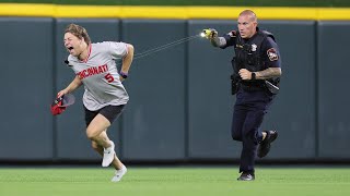 Fan invades baseball field does a backflip and gets Tasered  CAUGHT ON CAMERA [upl. by Iglesias770]