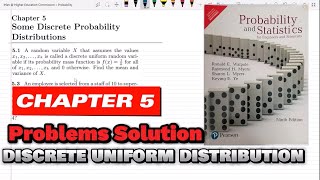 51 amp 53 Discrete Uniform Distribution  Exercise Solution of Probability amp Statistics by Walpole [upl. by Cowan699]