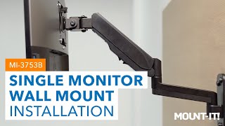 Height Adjustable Single Monitor Wall Mount  MI3753B Installation [upl. by Ellesirg]