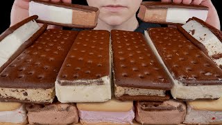 ASMR Soft Ice Cream Sandwiches Chocolate Sugar Cookie Strawberry Cookies amp Cream Neapolitan [upl. by Latnahs]