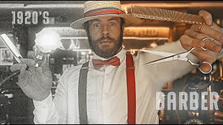 ASMR  Authentic 1920s Barbershop Colourised💈Haircut amp Shave💈 [upl. by Drauode887]