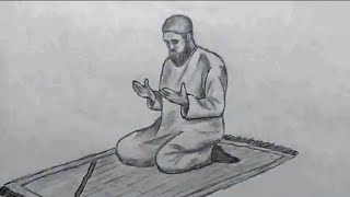 Kolay Karakalem Dua Eden İnsan Çizimi  Praying Muslim drawing  easy pencil drawing [upl. by Columba]