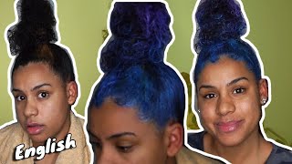 BLUE HIGH NINJA BUN  WITH HAIR WAX PAINT ON NATURAL HAIR [upl. by Sternick]