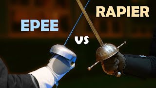 Italian Rapier vs Sports Epee  HEMA vs Sport fencing  Weapon Confrontations  part 1 [upl. by Aketal]