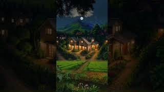 Beautiful Village Night footage clip in moon night animate version shorts [upl. by Sivram]