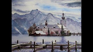 Aquarell Tutorial winterscene [upl. by Arenat267]