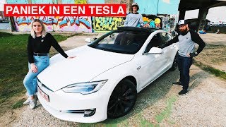 Paniek in een Tesla 😱 [upl. by Birdella]