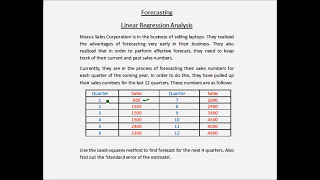 Forecasting  Linear regression  Example 1  Part 1 [upl. by Ahsenrat]