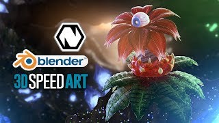 Blender  Natron  Evolved Flower  3D Animation Speed Art [upl. by Enaid]