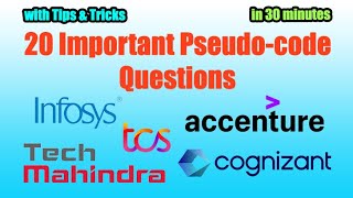 20 Important Pseudocode questions in 30 mins For Accenture and other service based companies [upl. by Haley]