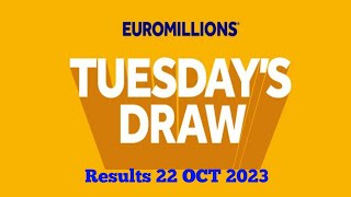 Euromillions Draw Live results 22 October 2024  euromillions live tonight [upl. by Oniotna944]