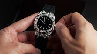 Audemars Piguet ref15154BCZZD004CU01 Royal Oak Tuxedo Diamond Case 18K White Gold [upl. by Yajnas]