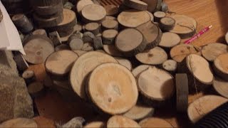 DIY Project  Firewood Rounds Wall Covering [upl. by Cadal894]