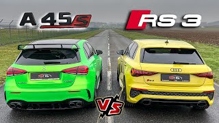 NOUVELLE AUDI RS3 VS A45S AMG  QUI GAGNE  😈 [upl. by Gordan]