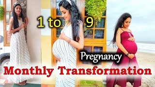 My Pregnancy Transformation Month by Month  Belly Transformation at pregnancy  Arya [upl. by Ferreby]