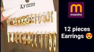 Meesho Earrings  12 piece Hooks  Combo Meesho Jewellery Haul Malayalam [upl. by Aveer]