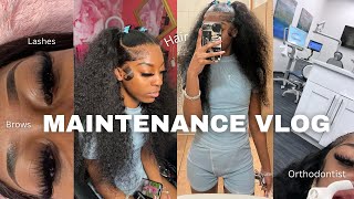 MAINTENANCE VLOG  night out  Lashes eyebrow tint hair appt orthodontist [upl. by Adlaremse]