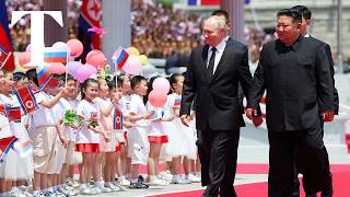 Putin receives lavish welcome in North Korea [upl. by Bee234]