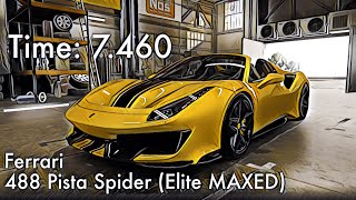 CSR2  Ferrari 488 Pista Spider Elite MAXED  tune amp shift updated time 7460 [upl. by Sirdna590]