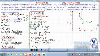 Fisicoquimica Ciclo termodinamico isotermicoisobáricoadiabatico abca [upl. by Anivlem]