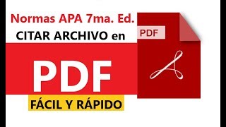 NORMAS APA CITAR ARCHIVO PDF SÉPTIMA EDICIÓN 7ma PASO A PASO EN WORD [upl. by Anaujahs]