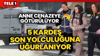 Anne Akcan yangında ölen 5 çocuğunun cenazesine katılmak üzere camiye götürüldü [upl. by Inaffets]