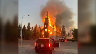 RCMP calling Catholic church fire in Morinville Alta suspicious [upl. by Weil759]