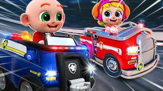 Fire Truck vs Police Car Song 🚒🚔  Five Little Truck Rescuer  NEW ✨ Funny Nursery Rhymes [upl. by Demb]