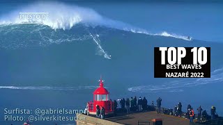 Top 10 BEST WAVES of NAZARE SWELL 2022 [upl. by Atsuj]