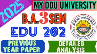 EDU 202 IMPORTANT PYQ EDU 202 MCQ BA 3 SEM EDUCATION MCQ EDU 202 OBJECTIVE QUESTIONSEDUCATION [upl. by Nagyam204]