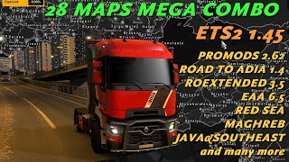 ETS2 145 Mega Map Combo 28 maps ★ New Road to Asia Promods Roextended EAA ★ Setup Guide [upl. by Yrgoerg504]