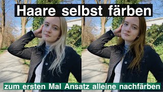 HAARE SELBST FÄRBEN Ich färbe alleine meinen Ansatz nach  Anne [upl. by Mercorr405]