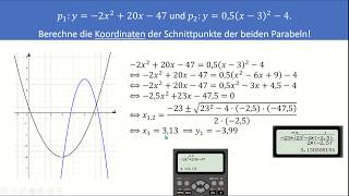 226 Berechne die Koordinaten der Schnittpunkte der beiden Parabeln [upl. by Odravde165]