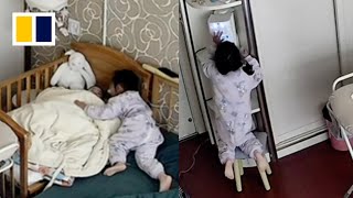 Little girl prepares milk for brother while parents are away [upl. by Allen]