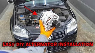 How To Replace The Alternator On VW GOLF MK5 [upl. by Ddarb650]