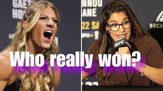 Julianna Pena vs Kayla Harrison Presser Exchange Breakdown and score [upl. by Asusej885]