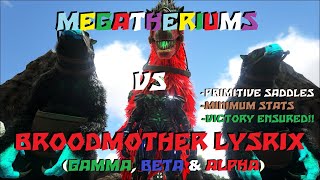 Megatherium VS Broodmother Lysrix GAMMA BETA amp ALPHA The Island Official Ark Survival Evolved [upl. by Ihsakat]