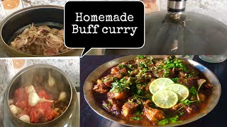 Homemade Spicy Buff curry  Nepalistyle buff curry in pressure cooker [upl. by Haines822]