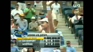 2008 USO R1 Lindsay Davenport VS Aleksandra Wozniak Highlights [upl. by Ardnola]